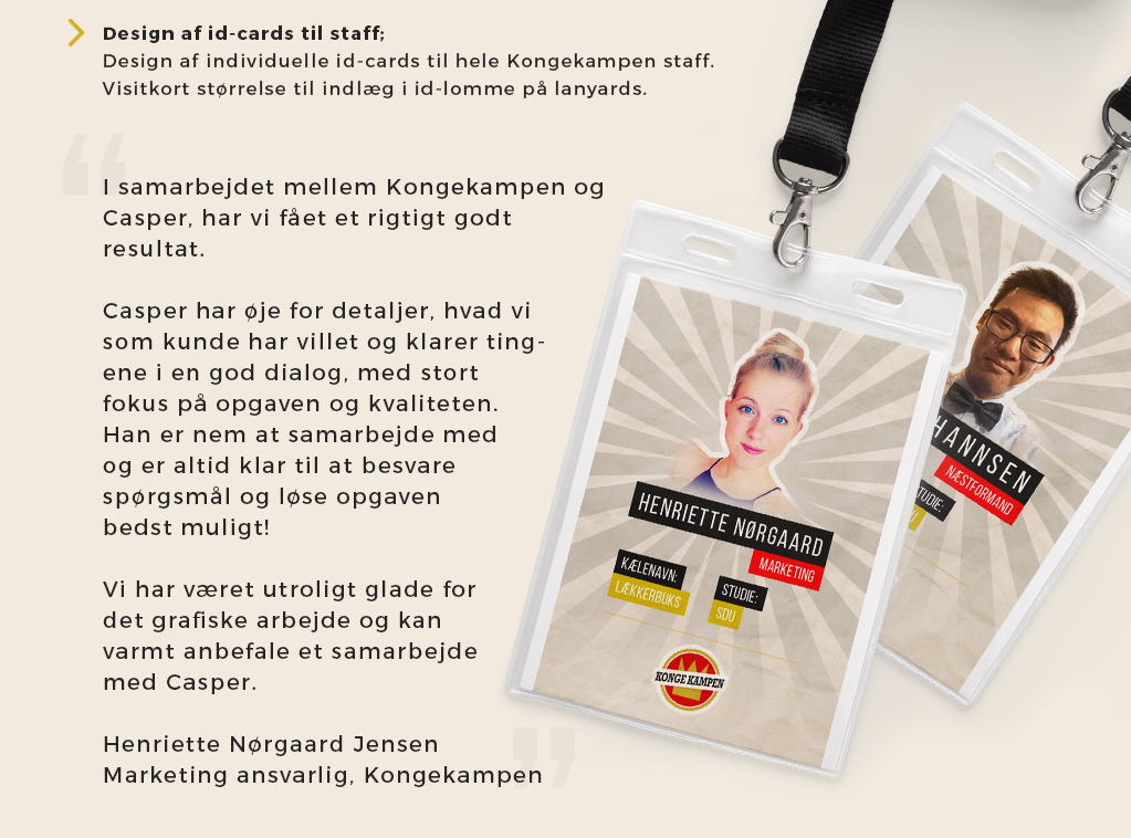 Kongekampen design af id kort til staff