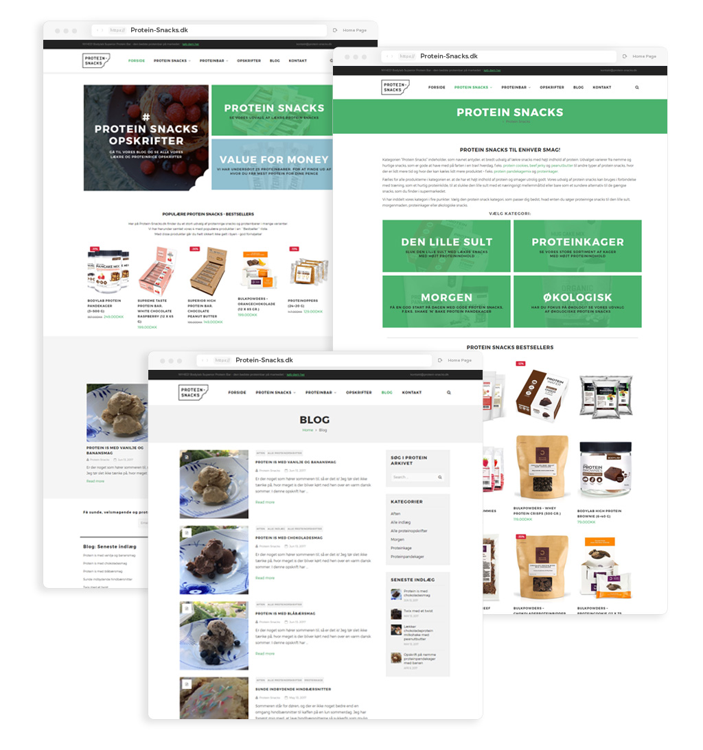 Webdesign af Protein-Snacks.dk