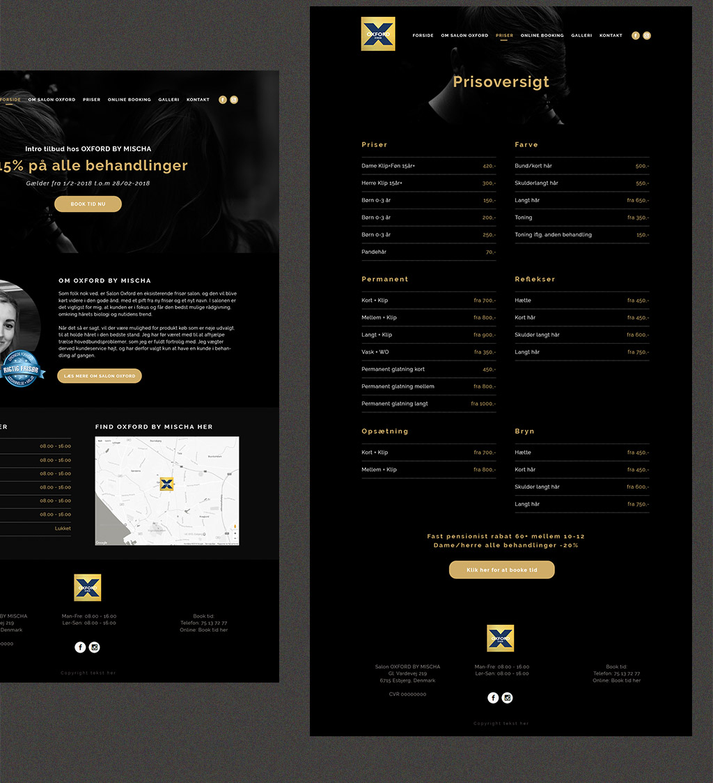 Hjemmeside til frisør - Salon Oxford by Mischa